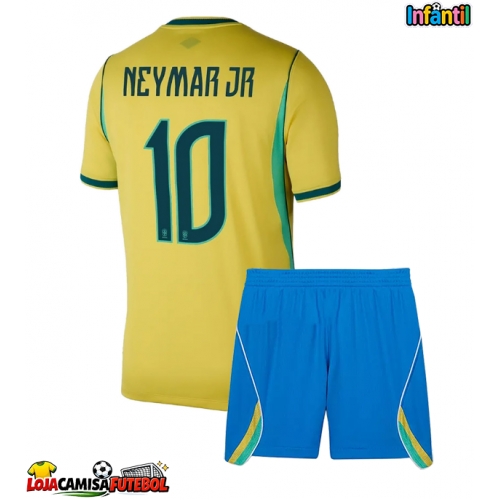 Camisa de Futebol Brasil Neymar Jr #10 Equipamento Principal Infantil Mundo 2026 Manga Curta (+ Calças curtas)